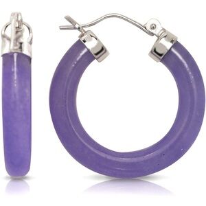 925 Purple Jade Hoop Earrings